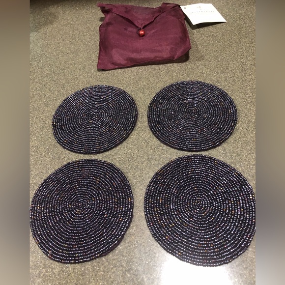 $45 Sale❤️NWT Pottery Barn Beaded Coasters - Picture 1 of 7